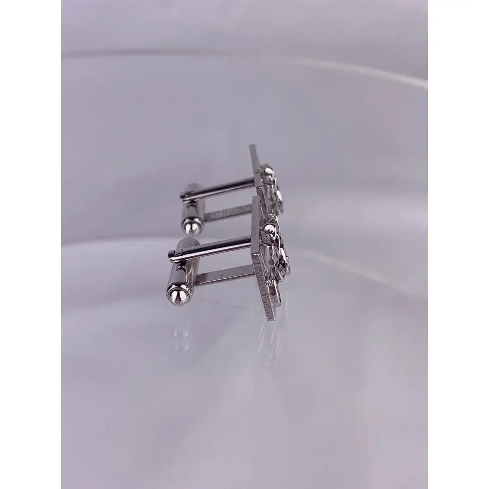Model T Antique Car Buggy Silver Tone Cufflinks Shields Vintage K1